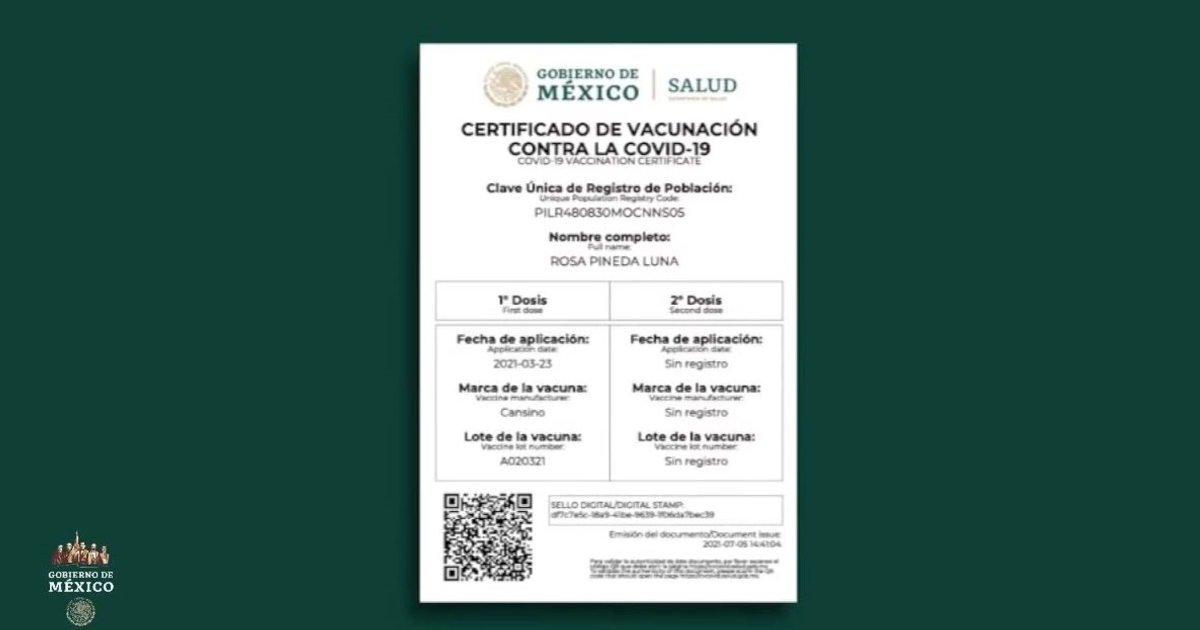 Salud Digital Gobierno De Mexico Presenta Certificado De Vacunacion Covid 19